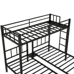 Twin Over Twin Metal Triple Bunk Bed With Ladder, Black-ModernLuxe -Kids Furniture Shop GUEST c9f7151d 21cf 412a 954a 6f5306a2fdc0