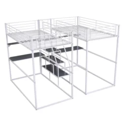 Double Twin Over Twin Size Metal Bunk Bed With Desk, Shelves And Storage Staircase-ModernLuxe -Kids Furniture Shop GUEST cb7dec0d d31f 4a75 bd93 606371d3e607