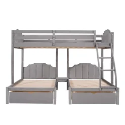 Full Over Twin & Twin Bunk Bed, Velvet Triple Bunk Bed With Drawers And Guardrails-ModernLuxe -Kids Furniture Shop GUEST cd966953 4d7f 4d80 ad93 2dd8b423c99a