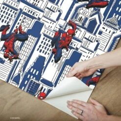 Spider-Man Cityscape Peel And Stick Wallpaper Red/Blue/Gray - RoomMates -Kids Furniture Shop GUEST ce53577d 8e5e 435a a38a f80fe6a10e0b