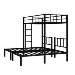 Twin Over Twin Metal Triple Bunk Bed With Ladder, Black-ModernLuxe -Kids Furniture Shop GUEST d0773497 df71 4aa4 833e 601559e30238