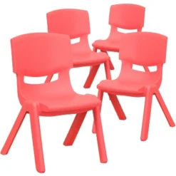 Emma And Oliver 4 Pack Plastic Stackable Pre-K/School Chairs With 10.5"H Seat -Kids Furniture Shop GUEST d293547e fd56 4c08 9fa7 67ea22241612