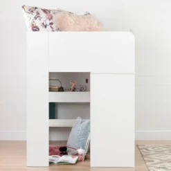 Twin Tiara Loft Bed With Desk Pure White - South Shore -Kids Furniture Shop GUEST d389cca6 0ce5 4dde 8be0 7b8a53e0384a