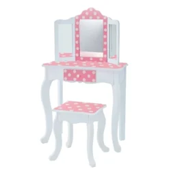 Polka Dot Fashion Prints Vanity Table & Stool Set Pink - Teamson Kids -Kids Furniture Shop GUEST d8246866 9307 4f17 bcb6 9751a78f2b41