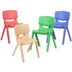 Emma And Oliver 4 Pack Plastic Stackable K-2 School Chair With 13.25"H Seat -Kids Furniture Shop GUEST d92f50fc e6a6 4d3f a313 4a7a9487e8c0