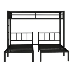 Twin Over Twin Metal Triple Bunk Bed With Ladder, Black-ModernLuxe -Kids Furniture Shop GUEST ddd1fef4 59b6 43bd a205 4167c40088e9