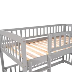 Twin Over Twin Wood Low Bunk Bed With Slide And Ladder-ModernLuxe -Kids Furniture Shop GUEST e4e90c83 54fb 4477 85d5 b5901b268531