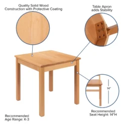 Flash Furniture Kids Natural Solid Wood Table And Chair Set For Classroom, Playroom, Kitchen -Kids Furniture Shop GUEST e5a73c9b d6bc 4c93 914c a3c34aa32636