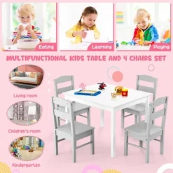 Costway Kids 5 Piece Table & Chair Set Wooden Children Activity Playroom Furniture Gift -Kids Furniture Shop GUEST e69c37eb 6777 4ef9 83b7 e4d5ef4fce65