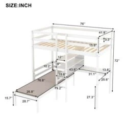 Convertible Loft Bed With L Shaped Desk, Shelf And Ladder, White - ModernLuxe -Kids Furniture Shop GUEST f184ffe8 fe5b 4eb2 9561 41d3232610fb