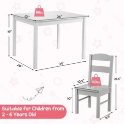 Costway Kids 5 Piece Table & Chair Set Wooden Children Activity Playroom Furniture Gift -Kids Furniture Shop GUEST f535b6e0 f7c8 4a71 89a9 b5bbb021b779