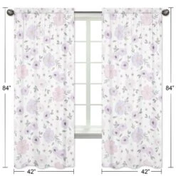 2pc Sweet Jojo Designs Watercolor Floral Window Panels Lavender/Gray -Kids Furniture Shop GUEST f726ad7e 30ac 4617 b23c f09044c8c54b