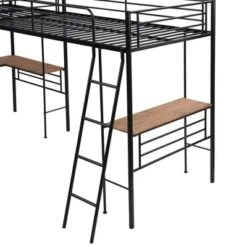 Metal Twin Size Loft Bed With Two Built-in Desks, Black - ModernLuxe -Kids Furniture Shop GUEST fa00b52a 6bfe 469d ae39 34ad89204383