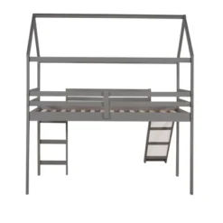 House Shape Twin Size Loft Bed With Slide, Gray - ModernLuxe -Kids Furniture Shop GUEST fd183ccb 863d 46fc a756 a29406a8cd33