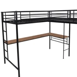 Metal Twin Size Loft Bed With Two Built-in Desks, Black - ModernLuxe -Kids Furniture Shop GUEST fdb53b35 fd51 4da3 82ed 7e8a408cd402