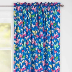 Brilliant Butterflies Rod Pocket Curtain Panel Blue - Highlights